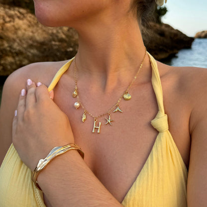 GOLD OCEAN LETTER NECKLACE ( A - Z)